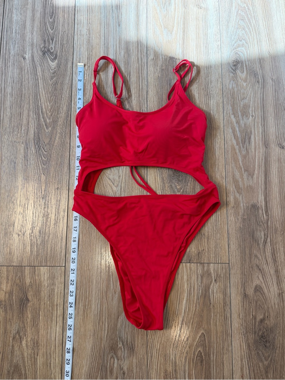 Women’s Red Cutout Peekaboo One-Piece Swimsuit